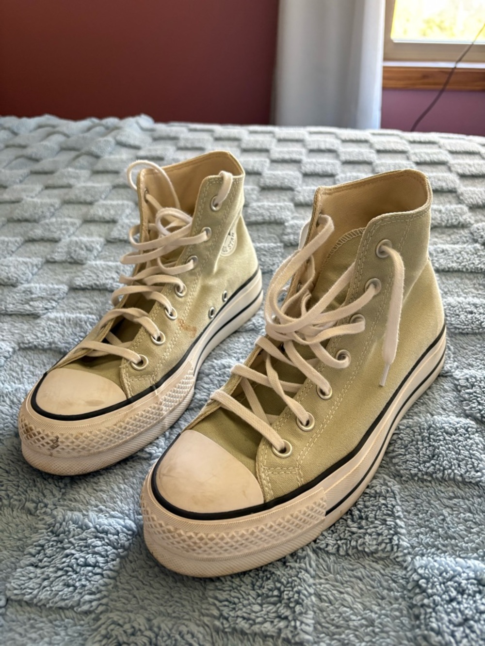 Converse High-Top Canvas Sneakers in Light Olive Green